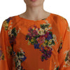 Dolce &amp; Gabbana – Orangefarbene Bluse mit Blumenmuster und langen Ärmeln