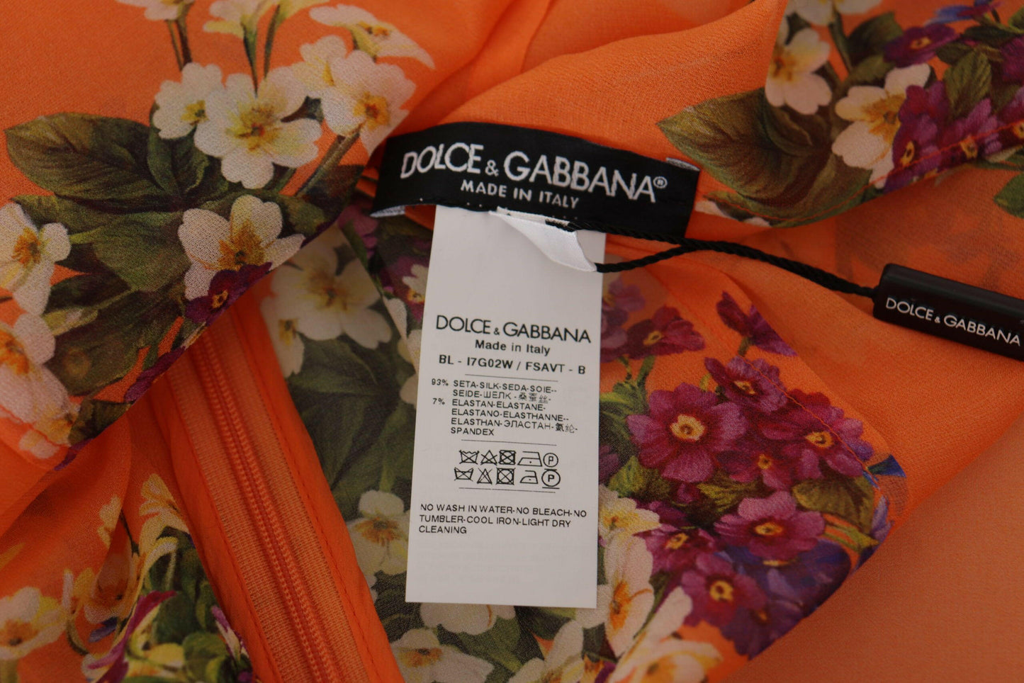 Dolce &amp; Gabbana – Orangefarbene Bluse mit Blumenmuster und langen Ärmeln