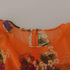 Dolce &amp; Gabbana – Orangefarbene Bluse mit Blumenmuster und langen Ärmeln