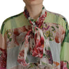 Dolce &amp; Gabbana Bluse mit mehrfarbigem Ascot-Kragen und floralem Patchwork-Design