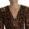 Dolce &amp; Gabbana – Braunes A-Linien-Wickel-Maxikleid aus Viskose mit Leopardenmuster