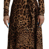 Dolce &amp; Gabbana – Braunes A-Linien-Wickel-Maxikleid aus Viskose mit Leopardenmuster