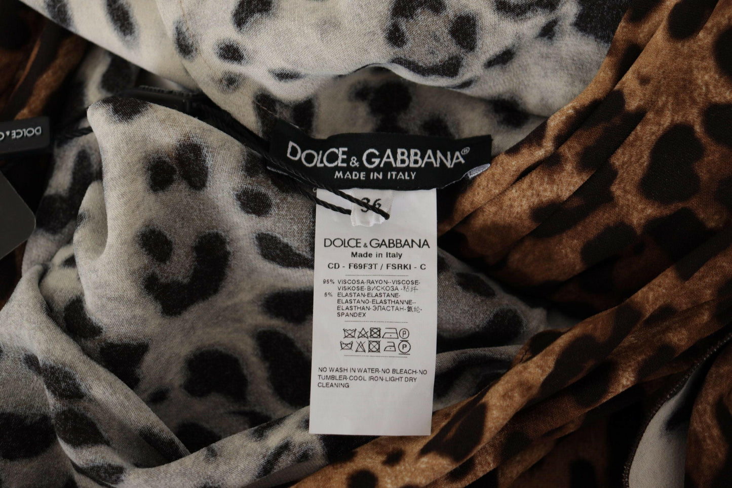 Dolce &amp; Gabbana – Braunes A-Linien-Wickel-Maxikleid aus Viskose mit Leopardenmuster