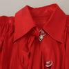 Dolce & Gabbana Red Button Down Belted Midi Satin Silk Dress