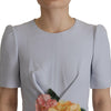 Dolce &amp; Gabbana – Blaues Midikleid aus Viskose mit Blumenapplikation