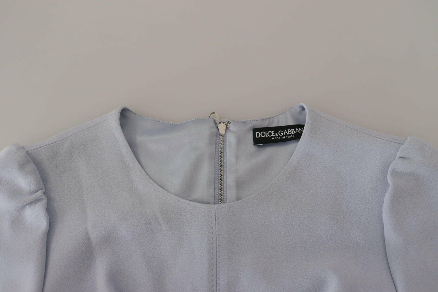 Dolce &amp; Gabbana – Blaues Midikleid aus Viskose mit Blumenapplikation