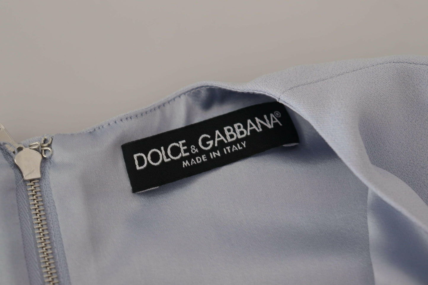 Dolce &amp; Gabbana – Blaues Midikleid aus Viskose mit Blumenapplikation