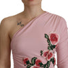 Dolce &amp; Gabbana – One-Shoulder-Kleid mit rosa Blumenverzierung