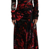 Dolce & Gabbana Black Floral Roses A-Line Sheath Gown Dress