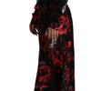 Dolce & Gabbana Black Floral Roses A-Line Sheath Gown Dress