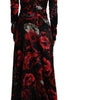 Dolce & Gabbana Black Floral Roses A-Line Sheath Gown Dress