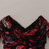 Dolce & Gabbana Black Floral Roses A-Line Sheath Gown Dress