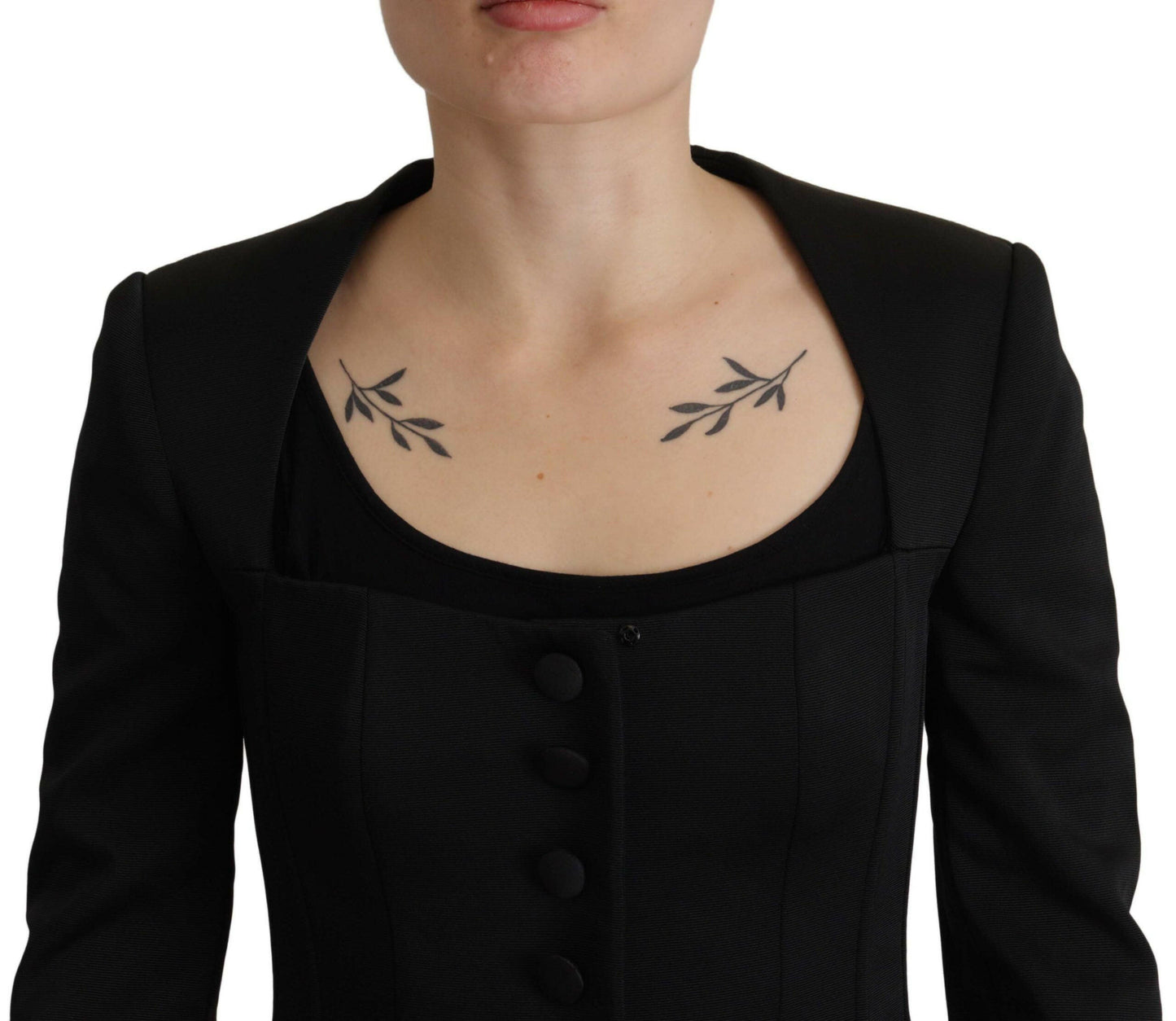 Dolce &amp; Gabbana - Veste noire élégante à boutons-pression avec doublure en soie