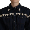 Dolce & Gabbana Blue Denim Crystal Embellish Cotton Jacket