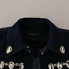 Dolce & Gabbana Blue Denim Crystal Embellish Cotton Jacket