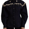 Dolce & Gabbana Blue Denim Crystal Embellish Cotton Jacket