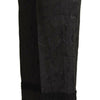 Dolce & Gabbana Black Brocade Cropped High Waist Pants