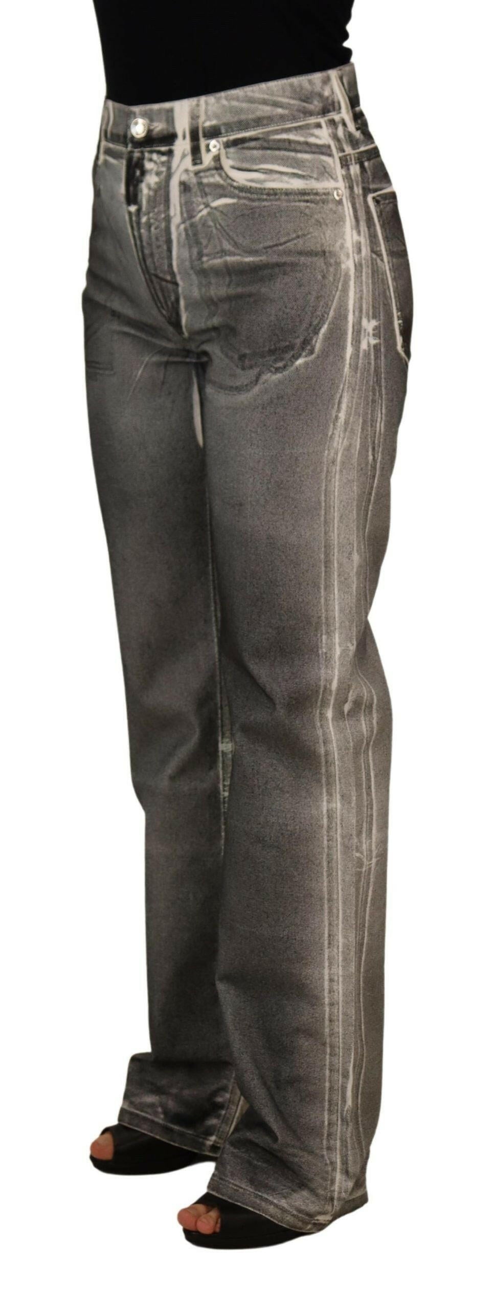Dolce & Gabbana Grey Washed High Waist Denim Pants Cotton Jeans