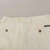 Dolce & Gabbana White High Waist Tapered Women Cotton Pants