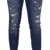 Dolce & Gabbana Blue Washed Cotton Skinny Low Waist Denim Jeans