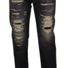 Dolce & Gabbana Black Washed Tattered High Waist Denim Jeans
