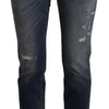 Dolce & Gabbana Blue Denim Crystal Embellished Pants Jeans