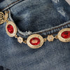 Dolce & Gabbana Blue Denim Crystal Embellished Pants Jeans