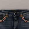 Dolce & Gabbana Blue Denim Crystal Embellished Pants Jeans