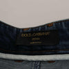 Dolce & Gabbana Blue Denim Crystal Embellished Pants Jeans