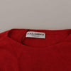 Dolce & Gabbana Red Wool Knit Round Neck Pullover Sweater