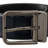 Dolce & Gabbana Blue Patent Leather Vernice Silver Logo Buckle Belt