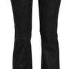 John Galliano Black Washed Mid Waist Flared Denim Pants Cotton