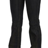 John Galliano Black Washed Mid Waist Flared Denim Pants Cotton