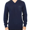 Ermanno Scervino Blauer Pullover aus Wollmischung mit V-Ausschnitt