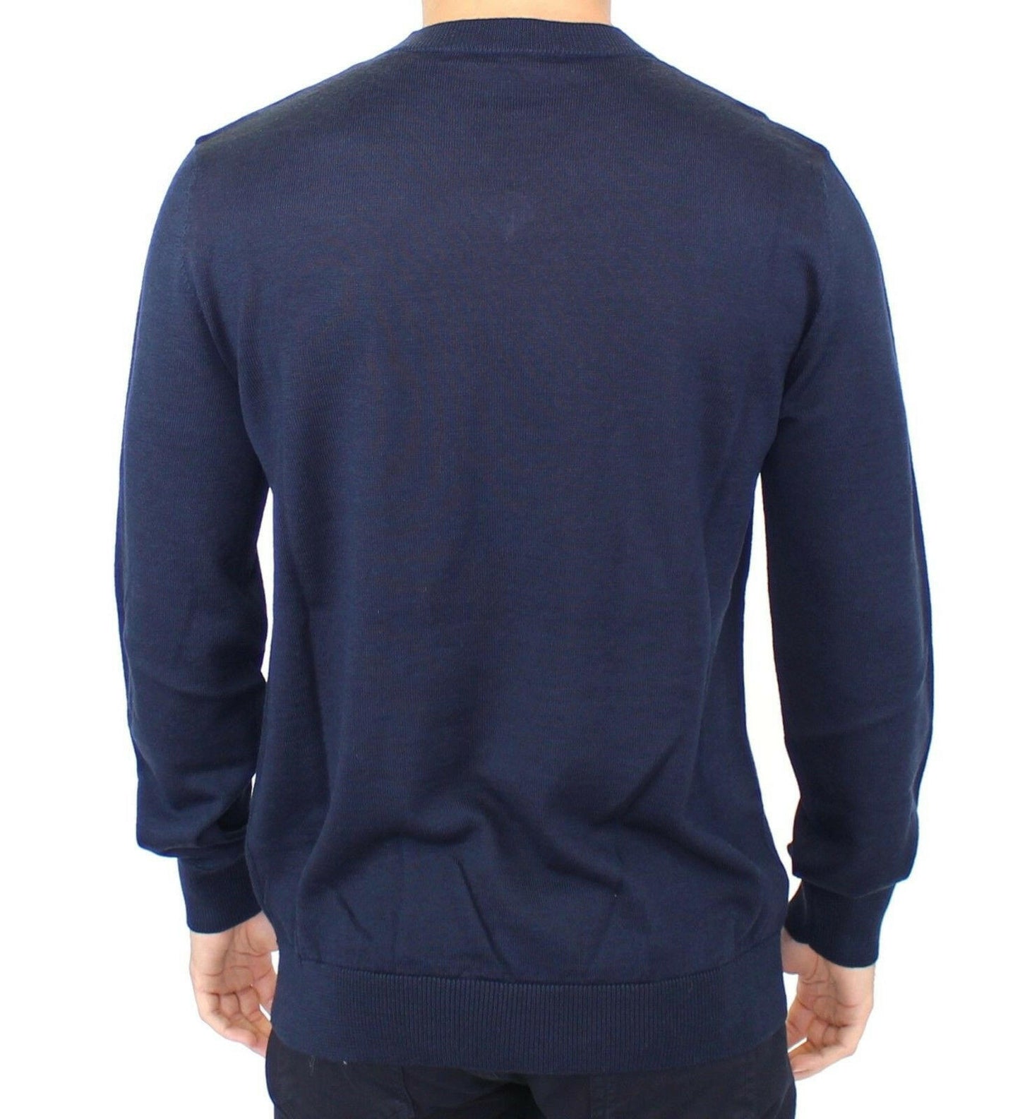 Ermanno Scervino Blauer Pullover aus Wollmischung mit V-Ausschnitt