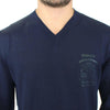 Ermanno Scervino Blauer Pullover aus Wollmischung mit V-Ausschnitt