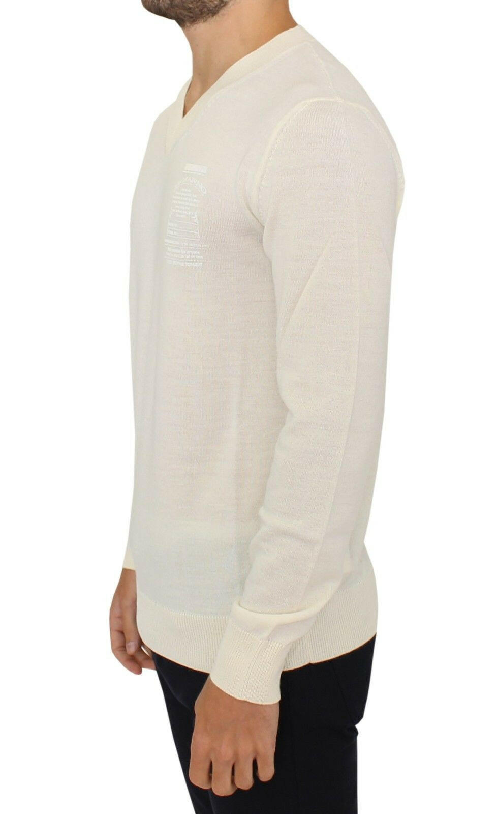 Pull col V en laine mélangée blanc cassé Ermanno Scervino