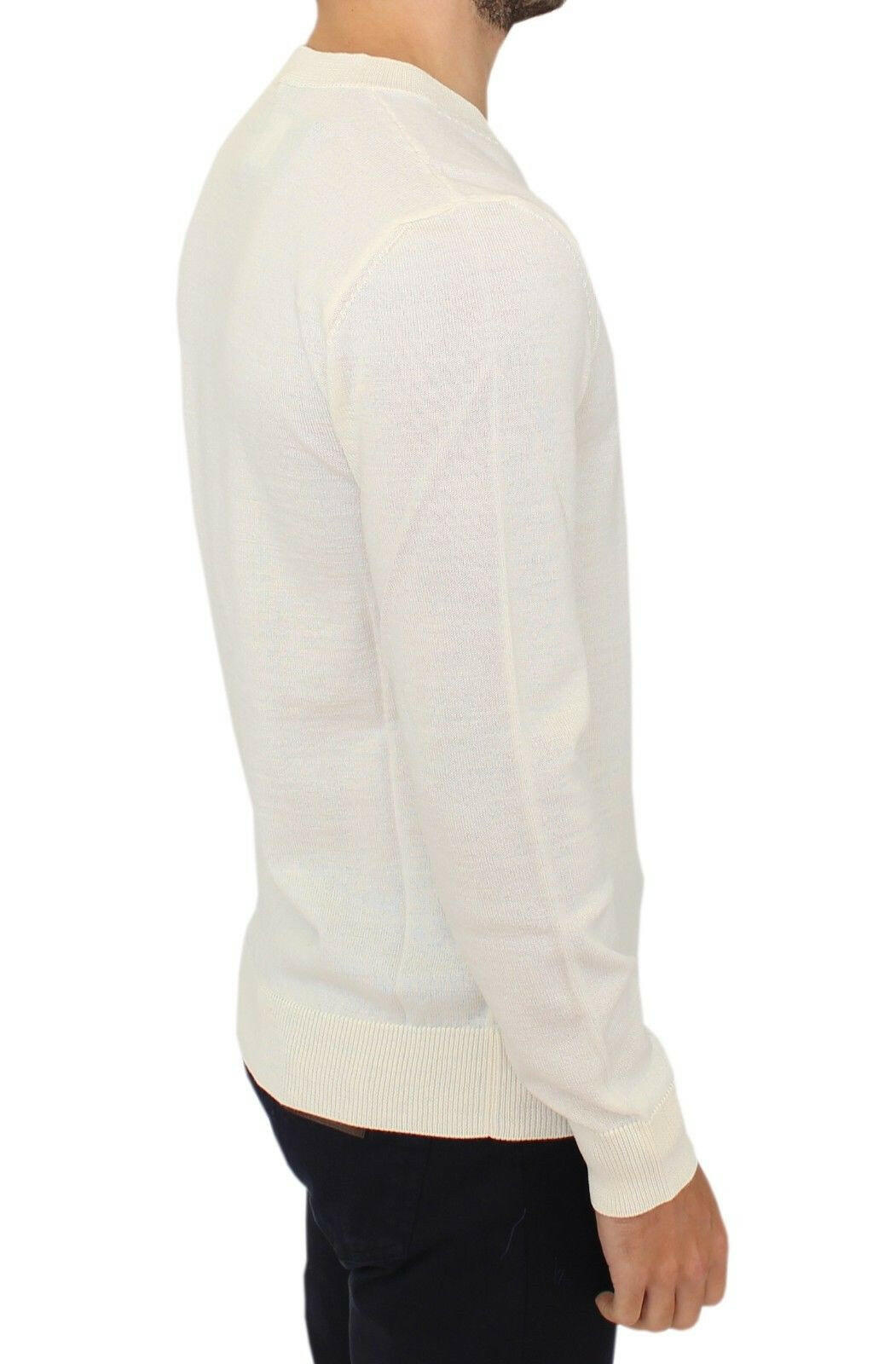 Pull col V en laine mélangée blanc cassé Ermanno Scervino