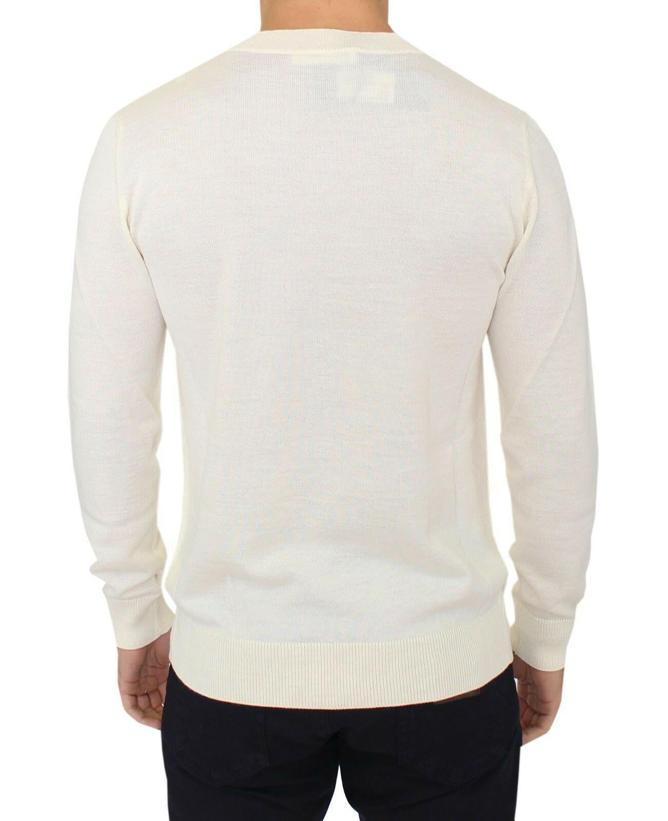 Pull col V en laine mélangée blanc cassé Ermanno Scervino
