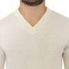 Pull col V en laine mélangée blanc cassé Ermanno Scervino