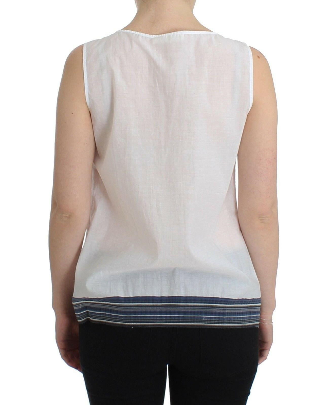 Ermanno Scervino White Blue Top Blouse Tank Shirt Sleeveless
