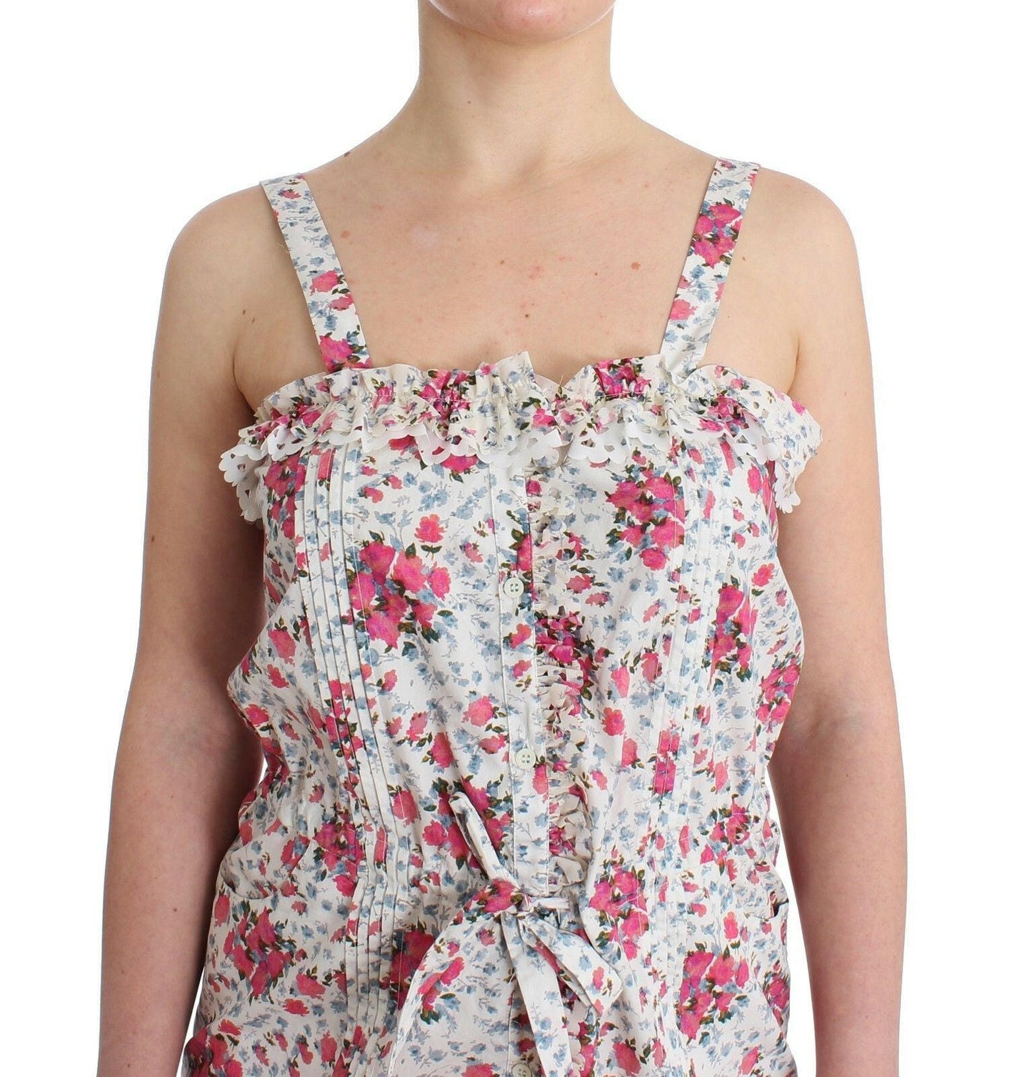 Ermanno Scervino Beachwear Rosa Blumen Strand Minikleid Kurz
