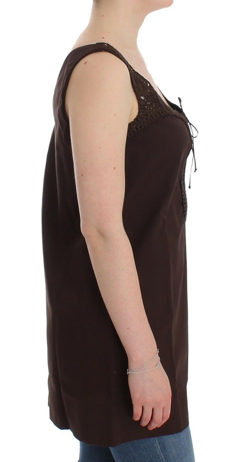 Ermanno Scervino Beachwear Brown Cotton Stretch Tunic Dress