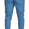 Dolce & Gabbana Blue Cotton Silk Trousers Chinos Pants