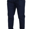 Dolce & Gabbana Blue Cotton Silk Trousers Chinos Pants