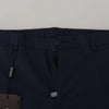 Dolce &amp; Gabbana Blaue Leinen-Baumwoll-Schlanke Hose Chinos Hose