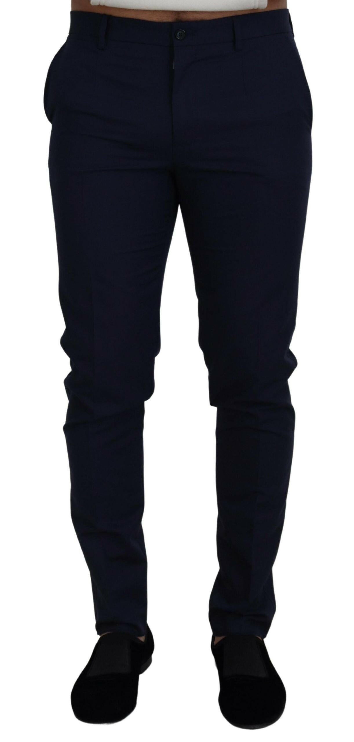 Dolce &amp; Gabbana Blaue Leinen-Baumwoll-Schlanke Hose Chinos Hose