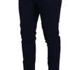 Dolce &amp; Gabbana Blaue Leinen-Baumwoll-Schlanke Hose Chinos Hose