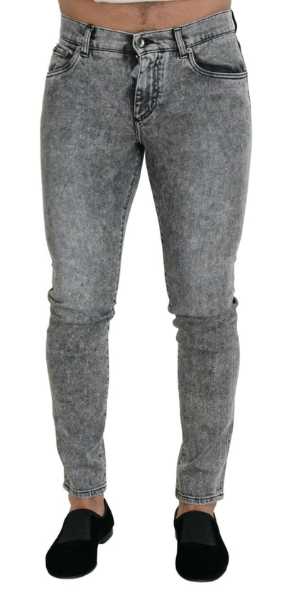 Dolce & Gabbana Gray Slim Fit Wash Stretch Cotton Denim Jeans