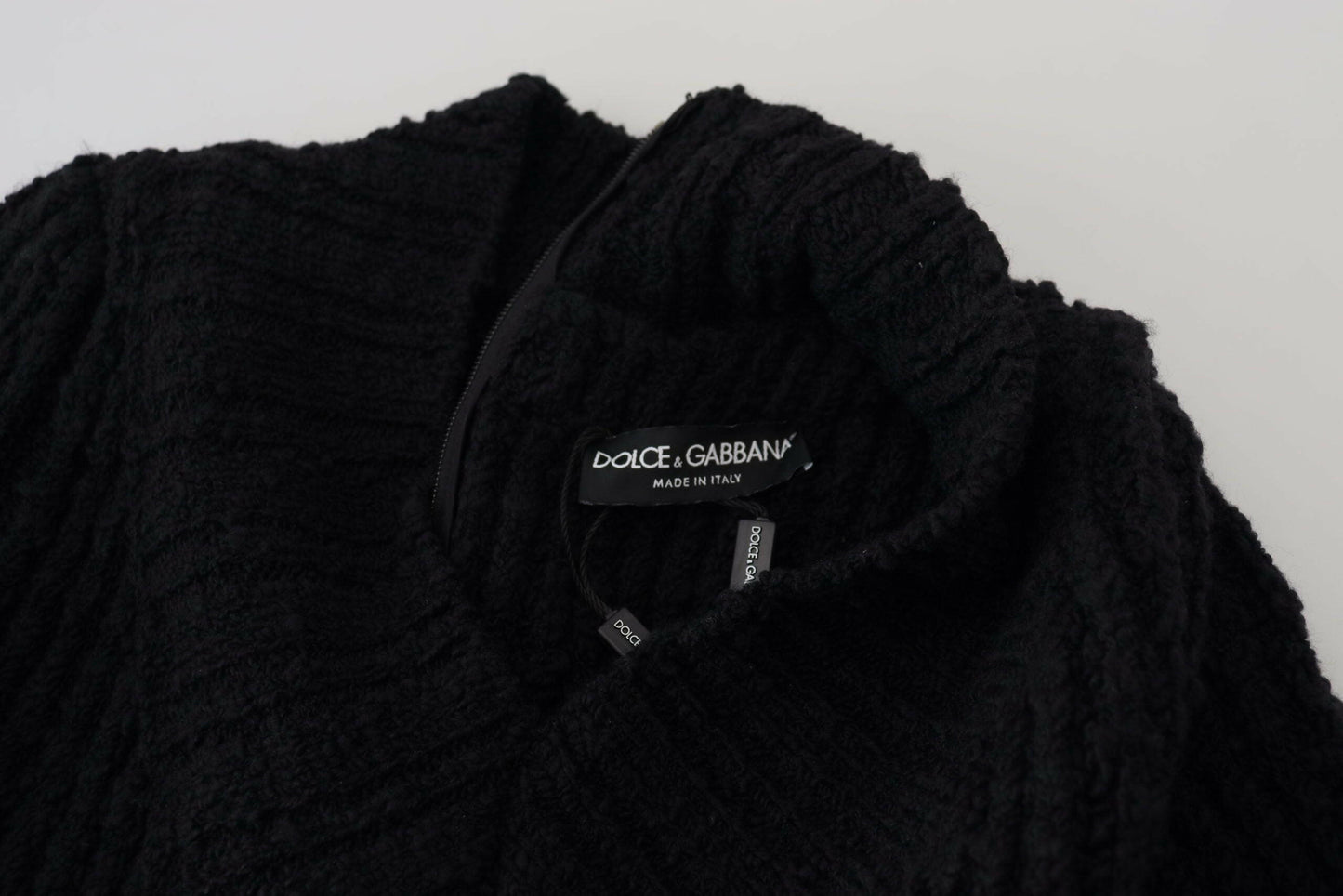 Dolce &amp; Gabbana – Schwarzes Strick-Etuikleid aus Wolle
